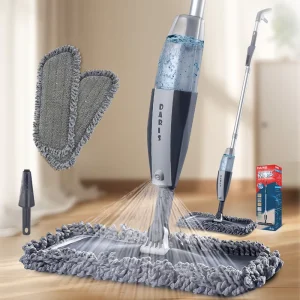 Water Spray Mop with Refillable Bottle and Washable Microfiber Pads, Dry Wet Flat Mop for Hardwood, Wood, and Ceramic Floors