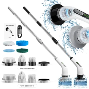 Waterproof IPX5 Rechargeable Cordless Electric Spin Scrubber for Bathroom and Kitchen