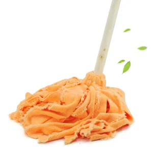 Wet Cotton Mop with Wooden Handle and Cut-End Design