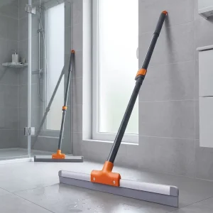 Wet Room Floor Squeegee, Telescopic Metal Handle, 120cm Silicone Blade, White
