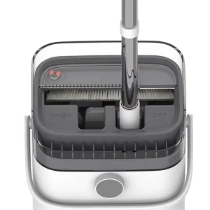 Wet and Dry Foldable Microfiber Flat Mop with Extendable Steel Pole, Self-Wringer and Bucket Set