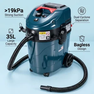 Wet and Dry Industrial Vacuum Cleaner Dual Cyclone Bagless Strong Suction Electric Cleaner Vacuum for Construction Woodworking