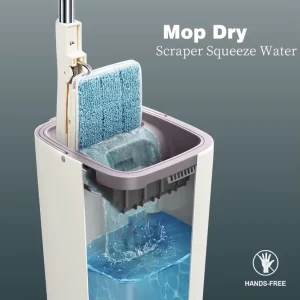 Wet and Dry Microfiber Flat Mop with Narrow Bucket and Wringer