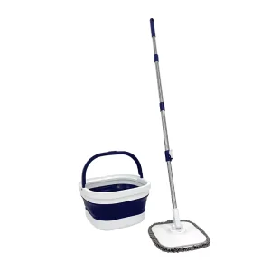 Wet and Dry Microfiber Mop and Bucket Set with Folding Bucket