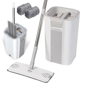 Wet and Dry Microfiber Mop with Hands-Free Bucket