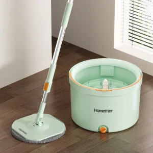 Wet and Dry Microfiber Spin Mop with Bucket Set, Hands-Free Squeeze Wringer