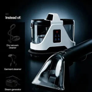 Wet and Dry Portable Handheld High-Temperature Upholstery Steam Spot Vacuum Cleaner for Car, Sofa, and Carpet