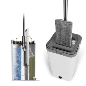 Wet and Dry Separate Microfiber Cleaning Mop with Hands-Free Bucket