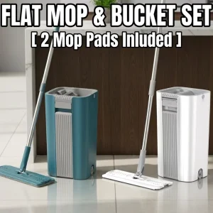Wet and Dry Separation Hands-Free 360 Rotating Microfiber Squeegee Rectangle Floor Flat Mop Bucket Set