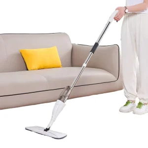 Wet and Dry Spray Mop with Rectangular Mop Head and Steel Pole