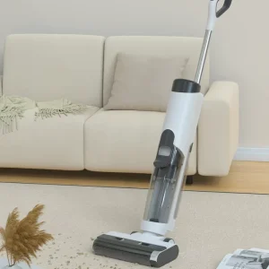 Wet and Dry Vacuum Mop, 180° Lie-Flat, Self-Washing with Hot Air Drying