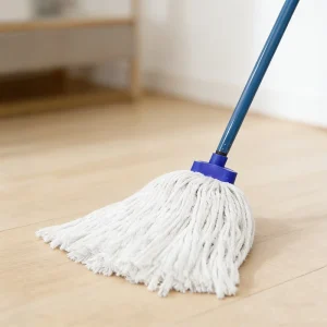 White Cotton String Cleaning Mop with Long Handle