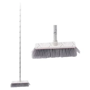 White Indoor Outdoor Broom with Long Handle Brooms for Floor Cleaning
