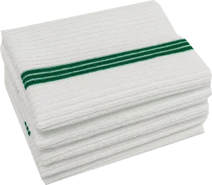 White Microfiber Kitchen Dish Towels with Green Stripe