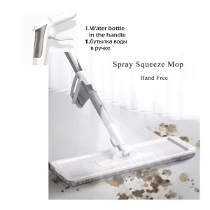 White Spray Mop Set with Stainless Steel Handle and Self-Wringing Microfiber Mop