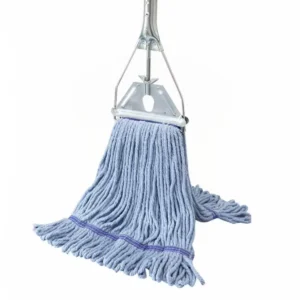 Wooden Handle Mop with Steel Clamp Head and Quick-Change Cotton Yarn Head for Industrial Floor Cleaning