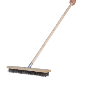 Wooden Handle Pool Wire Brush with Stainless Steel Bristles for Floors Decks and Gardens