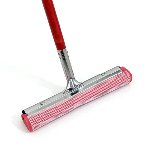Wooden Straight-Handle Red 180g and 200g Window Cleaning Metal Squeegee with Sponge