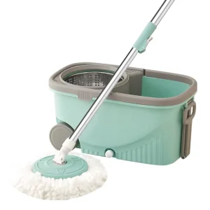 Wringer Spin Mop and Bucket with Wheels, Extendable Handle, 2 Cotton Refills
