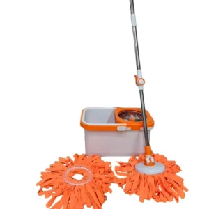 Wringer for Bucket Floor Cleaning 2 Microfiber Refills Magic Spin Detachables Telescopic Handle Dual drive High Capacity