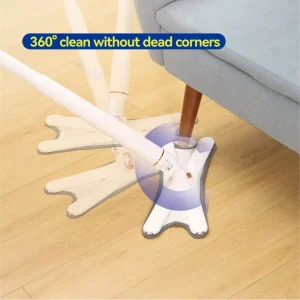 X-Shaped 360-Degree Swivel Self-Wringing Mop with Detachable Replaceable Microfiber Pad for Kitchen Cleaning