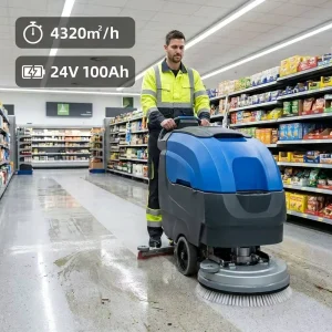 XD55D Walk-Behind Floor Scrubber 24V 100Ah Battery 4320 m²/h for Supermarkets