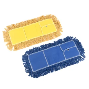Yellow & Blue Color-Coded Flat Dust Mop Head Reusable Cotton Mop Cloth