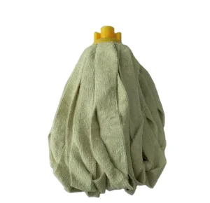 Yellow Strip Microfiber Mop Head with Plastic Head, Looped End or Cut End